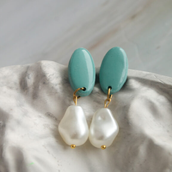Sage Pearl Drop Earrings